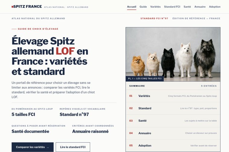 Site d’élevage de Spitz allemand : Le portail de race
